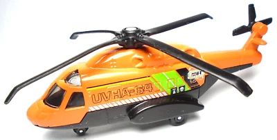 Matchbox Mission Chopper 2013 UVHA-64 naranja 4 1/2" helicóptero fundido a presión con verde Foto 1 de 4
