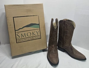 Stivali da cowboy in pelle marrone Smoky Mountain nuovi con scatola da uomo taglia 8,5 EE #4034 - Foto 1 di 19