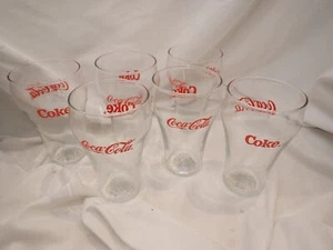 Vintage COCA-COLA COKE INDIANA GLASS CO. Clear G & Red Letter Set Of 6 USA #7065 - Picture 1 of 4