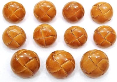 ATbutton  11 Piece SET of GENUINE LEATHER BUTTONS ~ Antiqued Natural Tan - Image 1 of 3