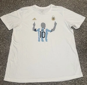 Lionel Messi Adidas XL White T-Shirt Men’s AFA Cotton - Picture 1 of 3