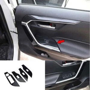 Carbon Fiber Frame Glass Window Lifting Panel Trim Fit For Toyota RAV4 2019-2023 - Picture 1 of 8