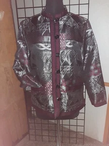 Vintage Women Tudor Court Asian Inspired L/S Unlined Blazer Size M - Picture 1 of 7