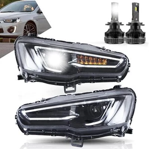 VLAND LED Projector Headlights+D2H Bulbs For 2008-2017 Mitsubishi Lancer EVO X - Picture 1 of 13