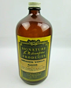 Vintage Imitation Vanilla Flavor Bottle 1 quart Hirschfelder of San Francisco - Picture 1 of 8