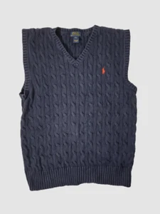 Polo Ralph Lauren Blue Sweater Vest Boy's Size Large 14-16 Preppy Dressy - Picture 1 of 4