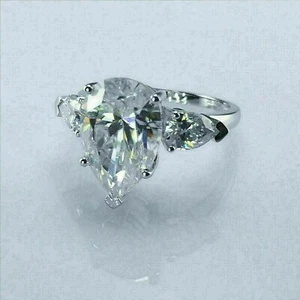 4.50 Ct Pear Cut Lab-Created White Diamond Wedding Ring 925 Sterling Silver - Picture 1 of 6