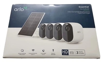 Arlo Essential Wireless Spotlight Security Cameras 4 Pack Solar Panel Battery - Image 1 of 4