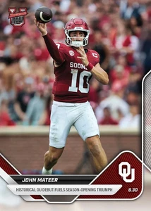 2025 TOPPS BOWMAN U NOW #2 JOHN MATEER - HISTORICAL OU DEBUT - Picture 1 of 2