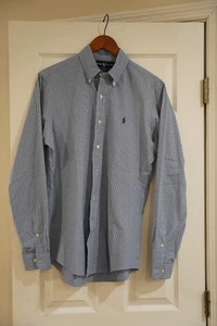 Ralph Lauren Poloshirt Herren 15 1/2 Custom Fit Gingham Knopfleiste klassisch - Bild 1 von 4