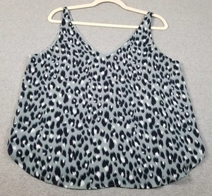 LOFT Tank Top Women’s Medium M Blue White Leopard Print Sleeveless V Neck Spring - Picture 1 of 9