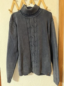 Blue Acid Wash Chunky Vintage Men’s Sweater Large - Picture 1 of 5