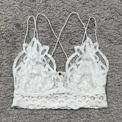 Free People FP One Adella Bralette Women's White Lace Floral Size Medium - Image 1 of 4