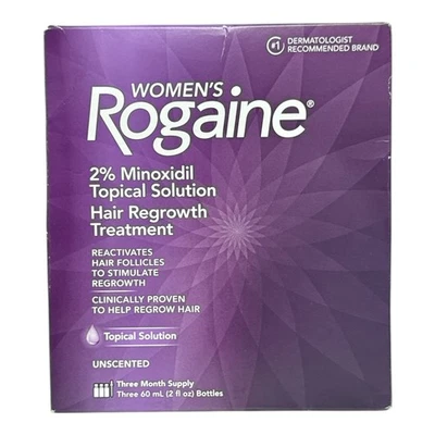 Solução tópica de tratamento de crescimento capilar Rogaine três meses (3x60ml/2fl) 29/09 - Imagem 1 de 2