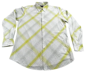 Vintage Guess Button Up Shirt Mens XL White Yellow Plaid Long Sleeve Cotton UAE - Picture 1 of 11