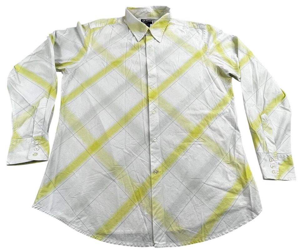 Vintage Guess Button Up Shirt Mens XL White Yellow Plaid Long Sleeve Cotton UAE - Image 1 of 4