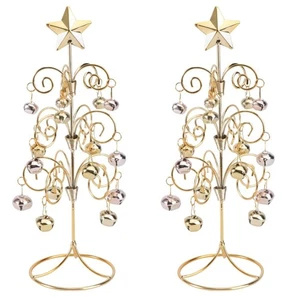 Set of 2 Mini Christmas Tree Display Stand Office Small Festive Decorations - - Bild 1 von 12