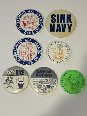 Vintage Airforce Football Buttons Lot of 7, Fry Rice, Sink Navy, AFA QB Club - Image 1 of 2