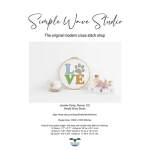 Welpe Hund Pfote Liebe gezählt Kreuzstich Muster Tabelle KIT - Bild 1 von 5