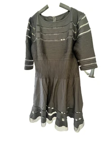 Vestido de Cóctel Tadashi Shoji TOO Malla Rayas Ajuste y Acampanado Columpio Talla 3X - Imagen 1 de 9