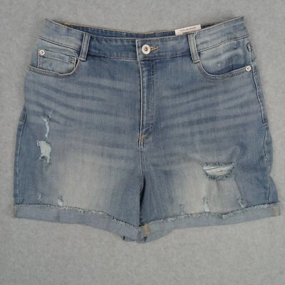 Pantalones Cortos INC Denim Core Para Mujer 10 Azul Tiro Alto Envejecido Crudo Deshilachado Dobladillo Índigo Foto 1 de 4