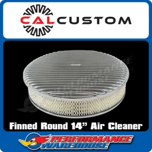 14" Round Air Cleaner Full Finned Polished Suit 5-1/8" Neck Holley, Edelbrock - Picture 1 of 2