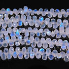 AAA+ Natural Blue Flashy Moonstone Faceted Teardrop Handmade Gemstone Beads 8"