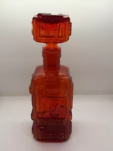 Vintage Italian Empoli Cubist Red Cadmium Glass Decanter - Picture 1 of 11