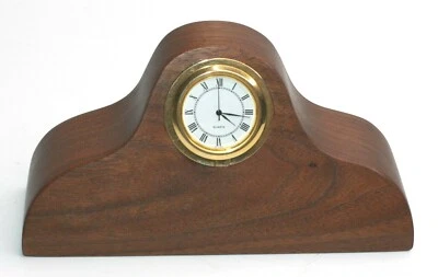 Handmade Miniature Desktop Tambour Clock Solid Walnut Working Quartz Movement  - Image 1 of 4