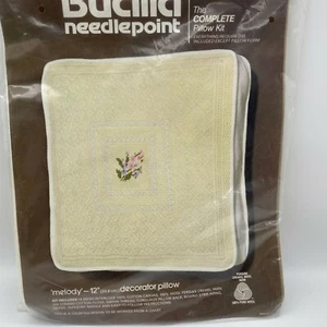Bucilla Needlepoint Melody 12" decorator pillow no 4198 persian crewel wool yarn - Picture 1 of 6