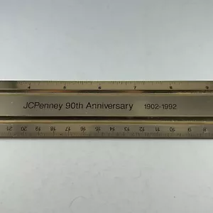 Vintage JCPenny 90th Anniversary 1902-1992 Gold Tone Ruler Retail Advertising - Picture 1 of 12