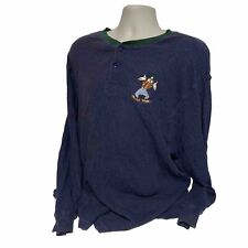 Vintage Disney Goofy Henley Shirt Men's XL Long Sleeve Thermal Embroidered