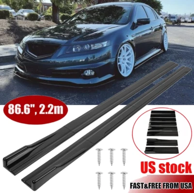 For Acura Integra Tlx Ilx Glossy Black 86.6" Side Skirt Extension Rocker Panel - Image 1 of 4
