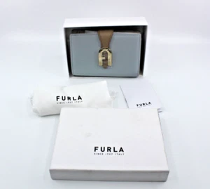 A8 Auth NEW FURLA Sofia Grainy Compact Blue Wallet - Picture 1 of 4