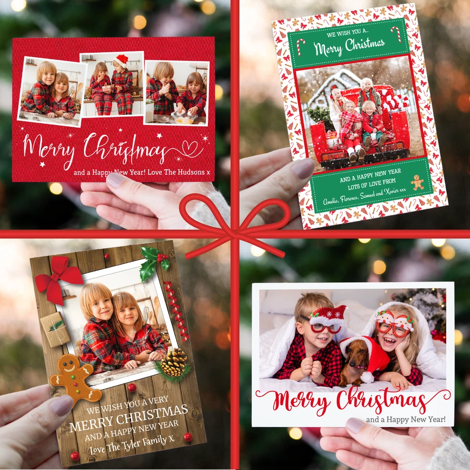 Personalised Christmas Cards Pack - Custom Photo Family Holiday Greetings - Image 1 of 4