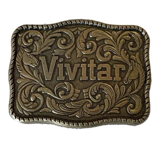 Vintage Vivitar Camera Western Belt Buckle Advertising Bronze Cowboy - Picture 1 of 7