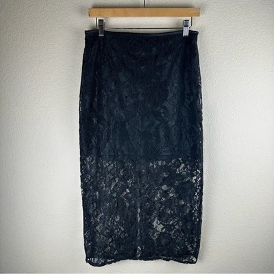 Jason Wu Midi Pencil Skirt Size 6 Black Lace Back Slit Side Zipper Party Holiday - Изображение 1 из 4
