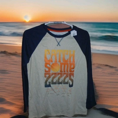 OLD NAVY CATCH SOME ZZZS BEACH THEMED HEAVYWEIGHT LONGSLEEVE TSHIRT YTH XL 14/16 - Image 1 of 2