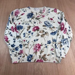 Alfred Dunner Floral Knit Sweater Women’s M Ramie Cotton Pullover Cottagecore - Picture 1 of 5