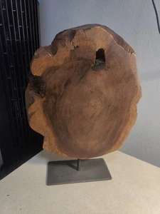 Wooden Nature Decor Sculpture On Metal Stand - Picture 1 of 15