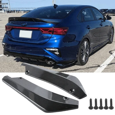 Divisor difusor de parachoques trasero de fibra de carbono Canards para KIA Forte Optima Stinger Foto 1 de 4