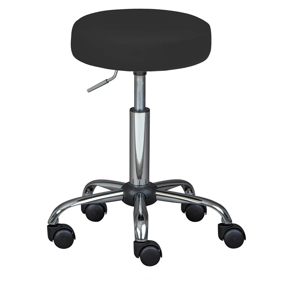 Drehhocker Sitzhocker mit Rollen Drehbar Höhenverstellbar Kunstleder Metall - Bild 1 von 4