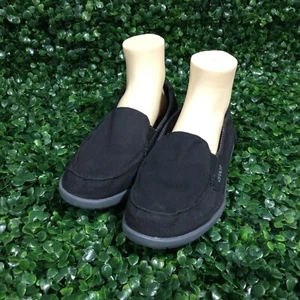 Crocs Walu Loafers Slip On Casual Comfort Shoes Women's Size 10 black canvas - Picture 1 of 4