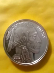 Liberty Indian Head Buffalo 2002 Silver 1 troy oz .999 Fine Silver Coin - Picture 1 of 2