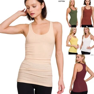 Women's Stretchy Soft Thin Cotton Ribbed Knit Racerback Tank Top Zenana S-XL - Picture 1 of 37