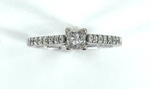 14 Karat Weißgold Diamanten Verlobungsring Größe 7 Ruhestand - Bild 1 von 7