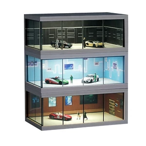 Model Car Toys Display Case Dustproof LED Display Cabinet Realistic Parking Lot - Picture 1 of 15