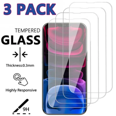 3 Pcs Tempered Glass Screen Protector Film For iPhone 15 14 13 12 11 Pro Max - Image 1 of 4