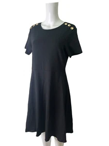 DOROTHY PERKINS Dress Size Medium 14 Black Gold Buttons Womens NEW EU42 RRP £22 - Picture 1 of 13