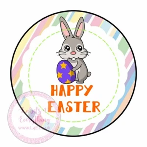 Happy Easter Bunny Rabbit Sticker Party Sweet Cone Bag Egg Hunt Chocolate Coin - Picture 1 of 1
